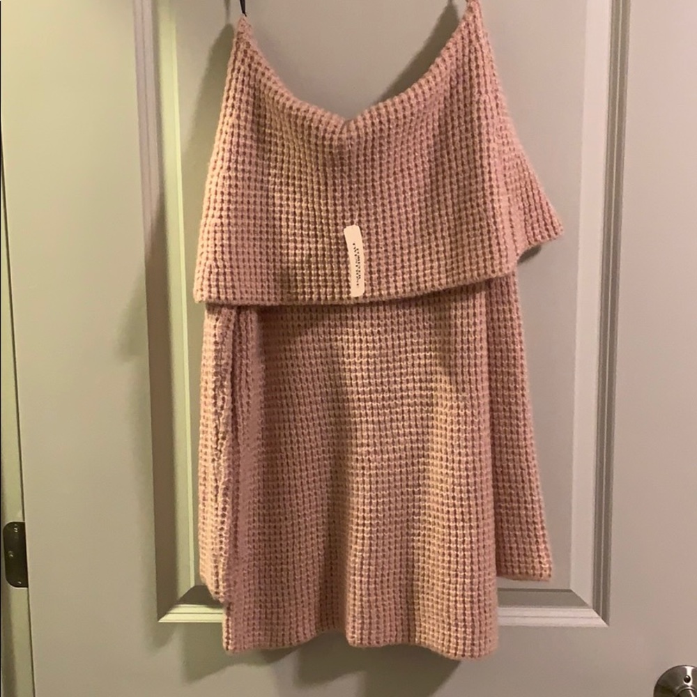 Off the shoulder long sleeve sweater dress